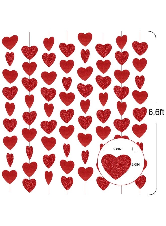 BrainGiggles Red Heart Garland Banner Streamer Set Balloons Hanging Strings Swirls for Party Decorations Valentines Decor Room Setup for Adults Kids (Heart Hanging String (12pcs)) - Image 2